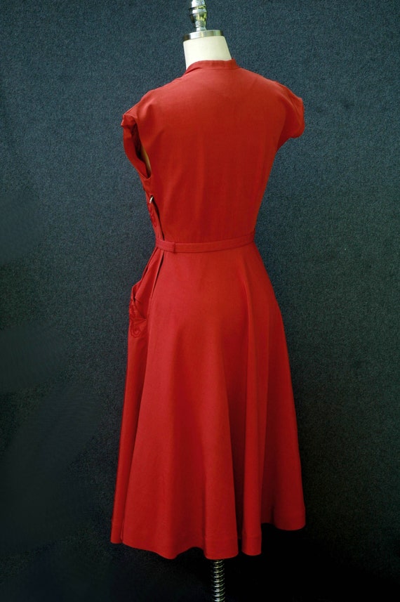 Vintage 1940s Dress Pink Dress Soutache Embroider… - image 5
