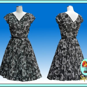 Vintage 1950s Dress Floral Party Dress by John J Hilton