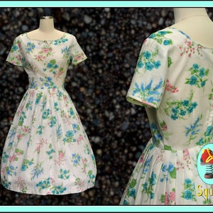 Vintage 1950s Floral Cotton Dress (Jeanne Model)