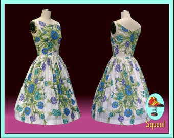 Vintage 1950s Floral Cotton Dress (Jeanne Model)