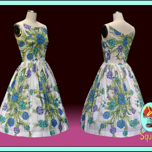 Vintage 1950s Floral Cotton Dress (Jeanne Model)