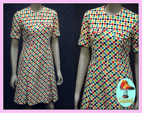Vintage 1960s Multicoloured Checkered Scooter Dres