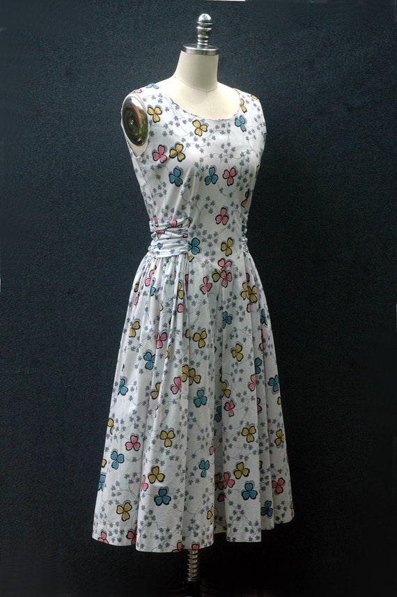 Vintage 1950s Dress Floral Fit and Flare Dress - image 5