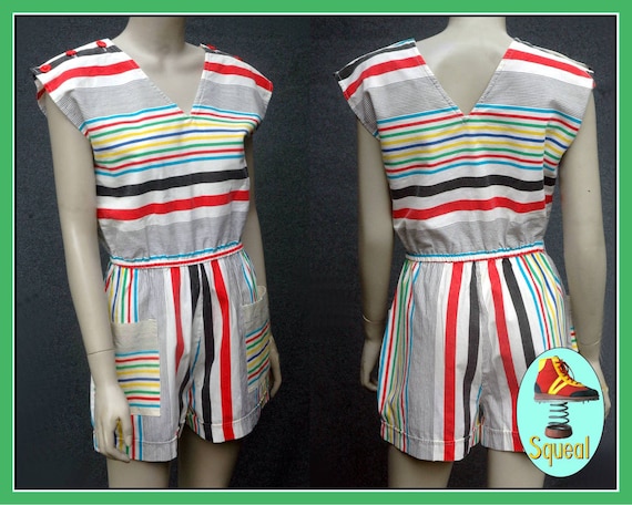 Vintage 1980s Striped Playsuit Romper