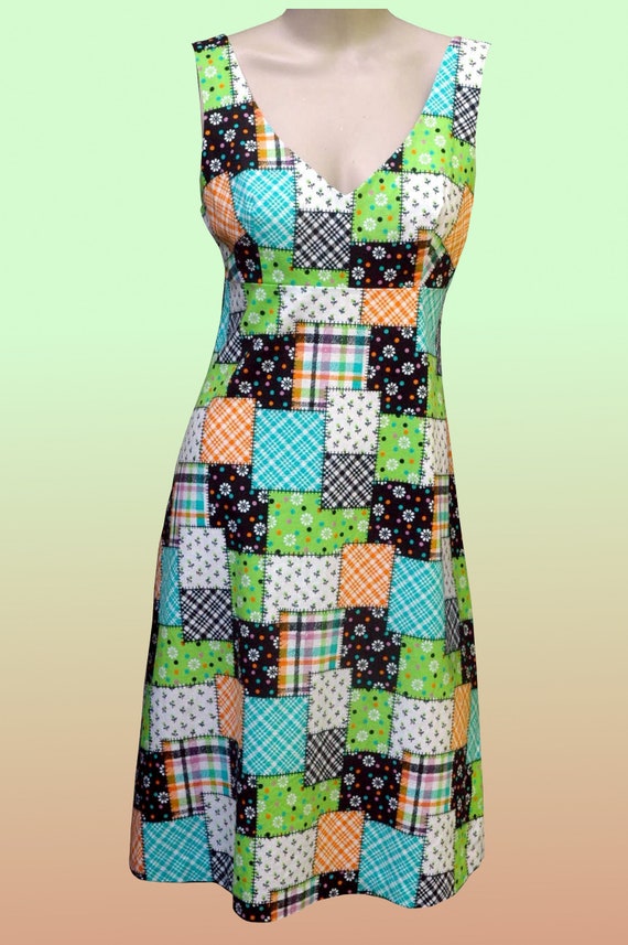 Vintage 1960s Dress Patchwork Print Sundress - image 2