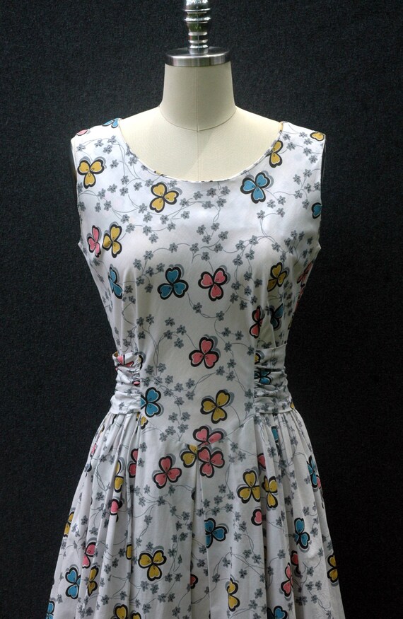 Vintage 1950s Dress Floral Fit and Flare Dress - image 8