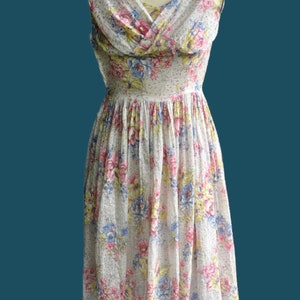 Vintage 1950s Dress Floral Tea Dress image 2