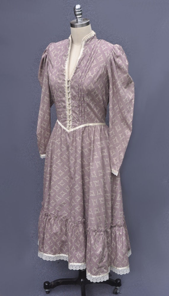 Vintage Dress 1970s - 1980s Gunne Sax cotton prai… - image 2