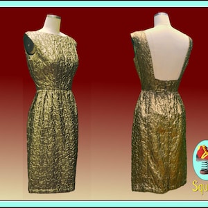 Vintage 1950s - 1960s Gold Lame Cocktail Party Dress
