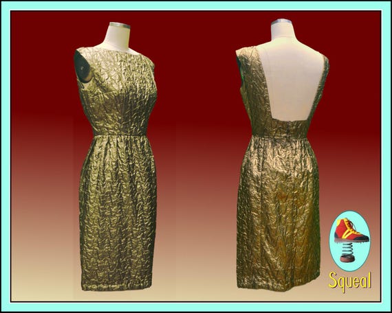 Vintage 1950s 1960s Gold Lame Cocktail Party Dress Etsy Canada