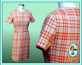 Vintage 1950s Dress Plaid Tartan Wiggle Dress