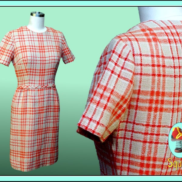 Vintage 1950s Dress Plaid Tartan Wiggle Dress