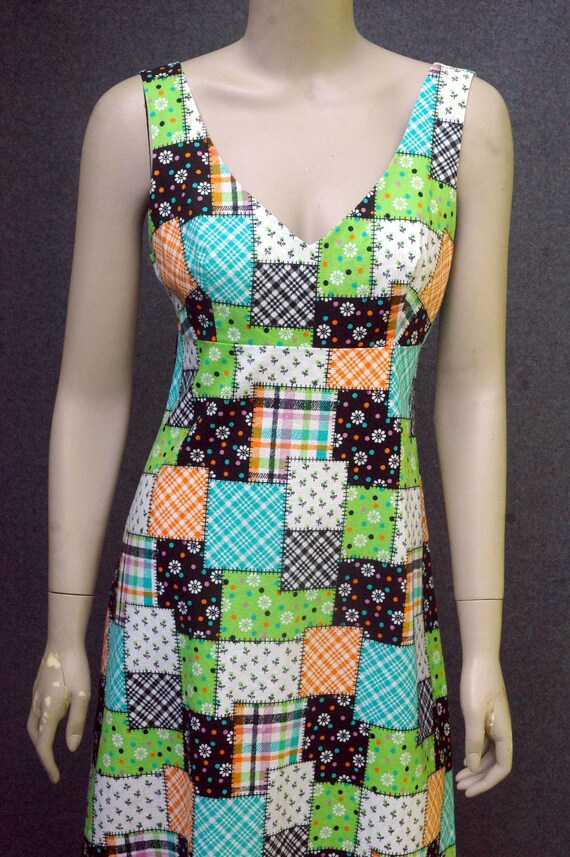 Vintage 1960s Dress Patchwork Print Sundress - image 6