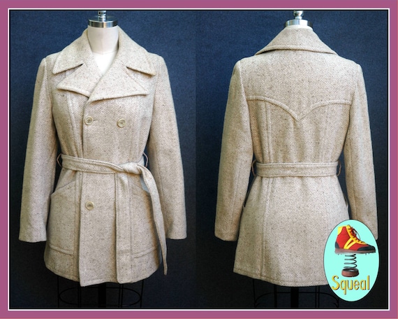 Vintage 1970s Wool Jacket with Tie Belt