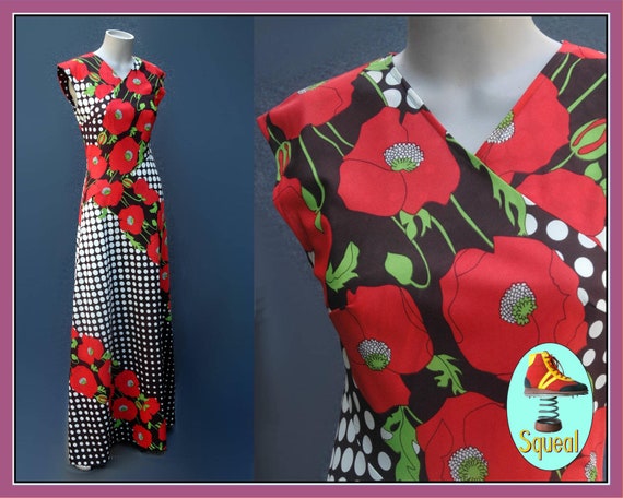 Vintage 1970s Does 30s Floral Maxi Dress
