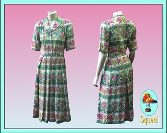 Robe vintage des années 40 Robe plissée fleurie
