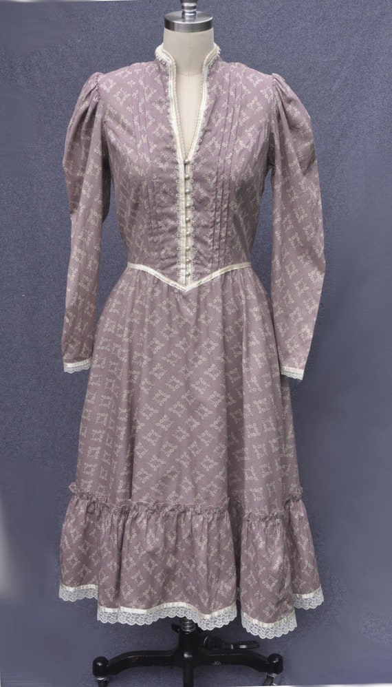 Vintage Dress 1970s - 1980s Gunne Sax cotton prai… - image 5