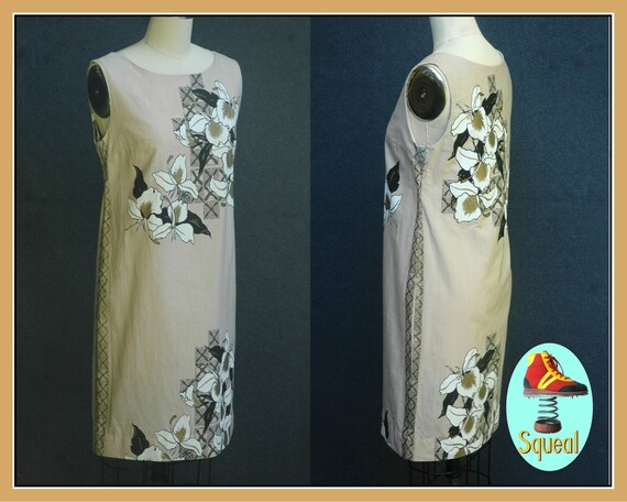 Vintage 1960s Floral Screen Print Dress
