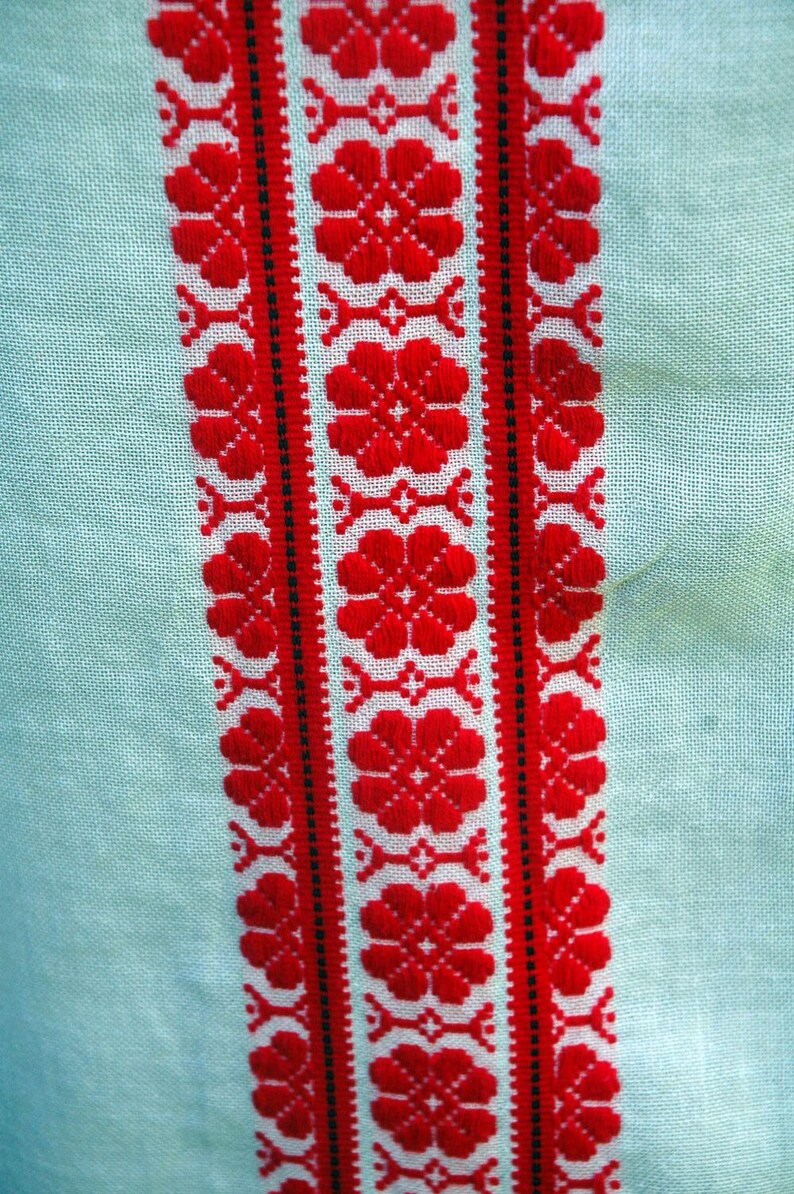 Vintage 1970s Hungarian red embroidered long sleeve blouse