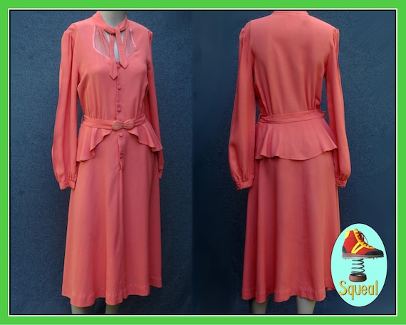 Vintage 1970s does 40s Peplum Dress