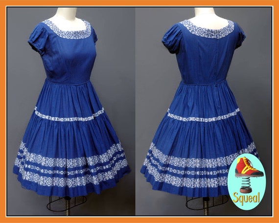 Vintage 1950s Blue Patio Dress