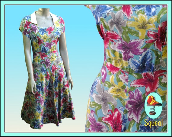 Vintage 1940s Dress Floral - image 1