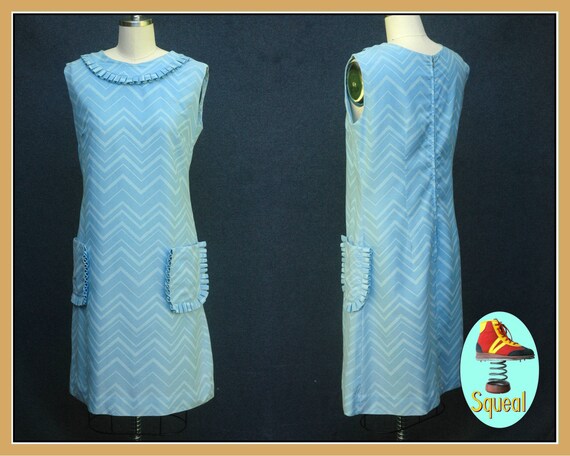 Vintage 1960s Blue Mod Dress