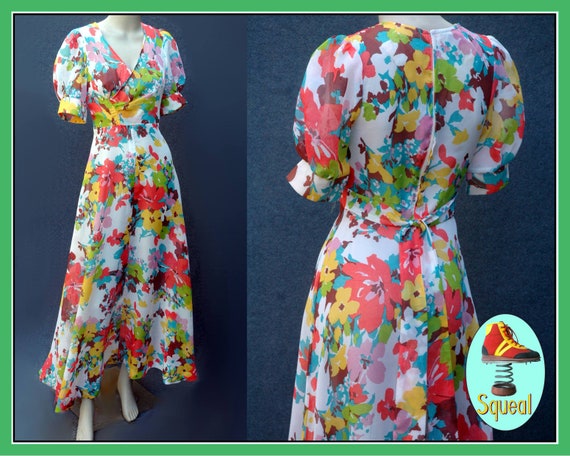 Vintage 1970s does 1930s Floral Maxi dress