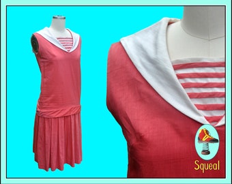 Vintage 1960s Dress Sailor Dress Drop Waist