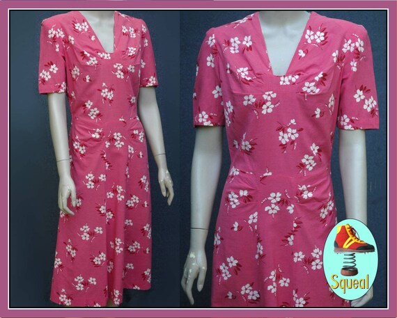 Vintage 1940s Pink Floral Dress