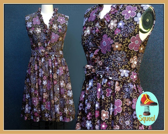 Vintage 1960s Purple Flower Power Dress
