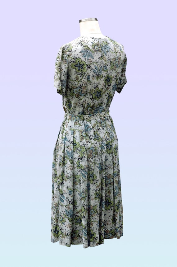 Vintage 1940s Dress Floral Rayon Dress - image 3