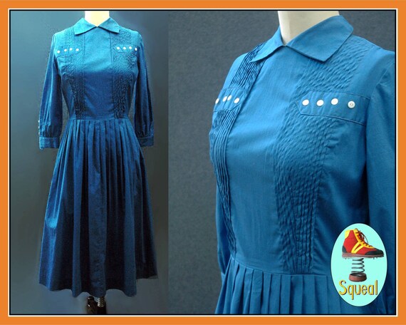Vintage 1950s Blue Toni Todd Cotton Dress