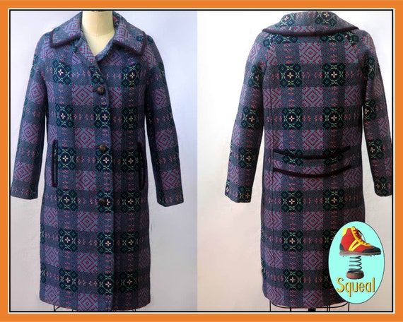 Vintage 1960s Plaid Tapestry Coat