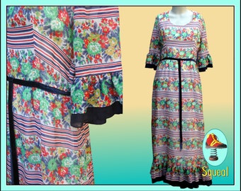 Vintage Dress 1970s does 1930s Floral Maxi Dress