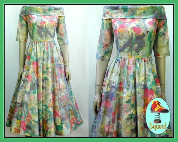 Vintage 1980s does 1950s Floral Dress