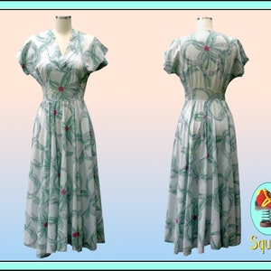 Vintage 1950s  Dress Ribbon Print Dress