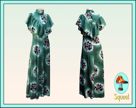 Vintage Dress 1970s Does 1930s Maxi Dress with La… - image 1