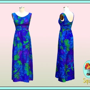 Vintage 1970s Dress Hawaiian Maxi Dress