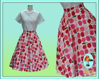 Vintage original 1950s Floral Carnation Print Skirt