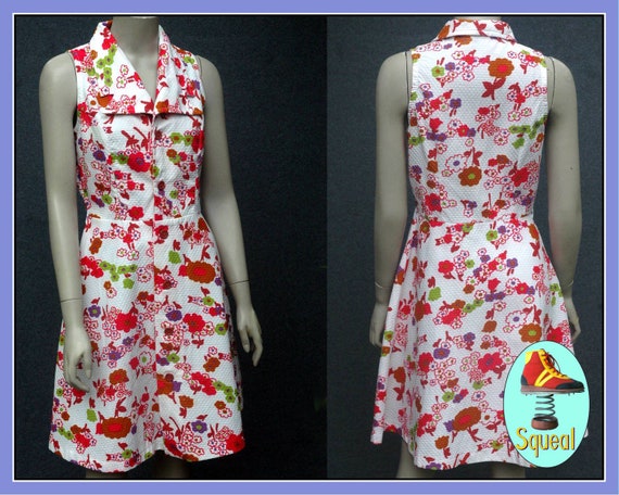 Vintage 1970s Pink Floral Cotton Dress