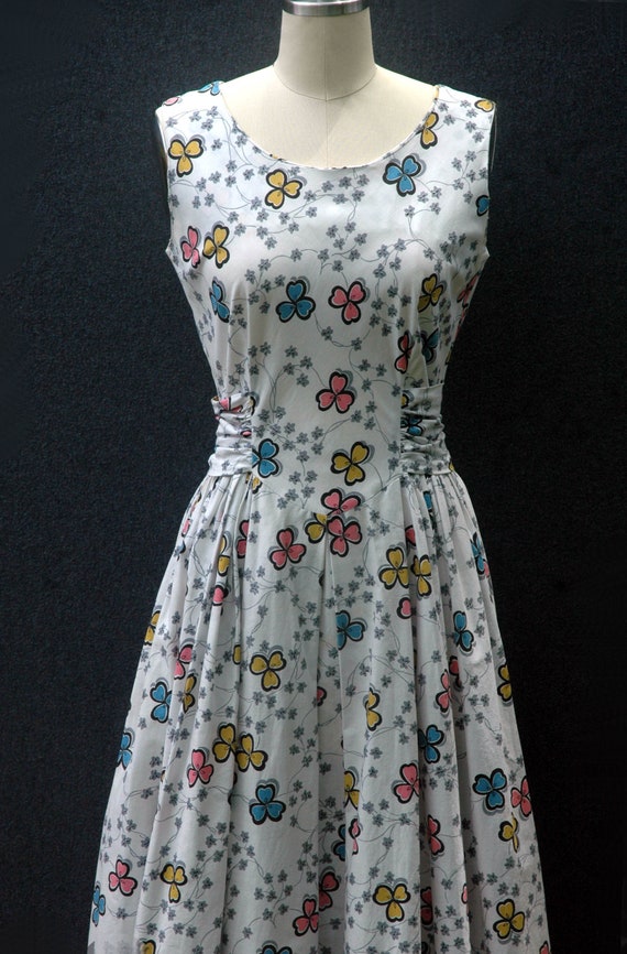 Vintage 1950s Dress Floral Fit and Flare Dress - image 7