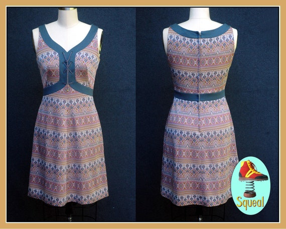 Vintage 1960s Lace Up Bodice Dress