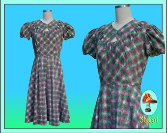 Vintage Dress 1940s Dress cotton 'Genbury by Reliance'