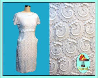 Vintage 1950s Dress White Lace Dress