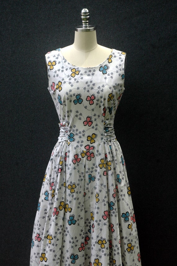 Vintage 1950s Dress Floral Fit and Flare Dress - image 6