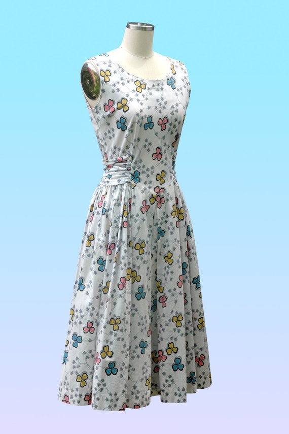 Vintage 1950s Dress Floral Fit and Flare Dress - image 2