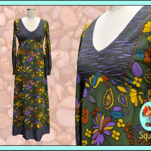 Vintage 1970s Dress Flower Power Maxi dress