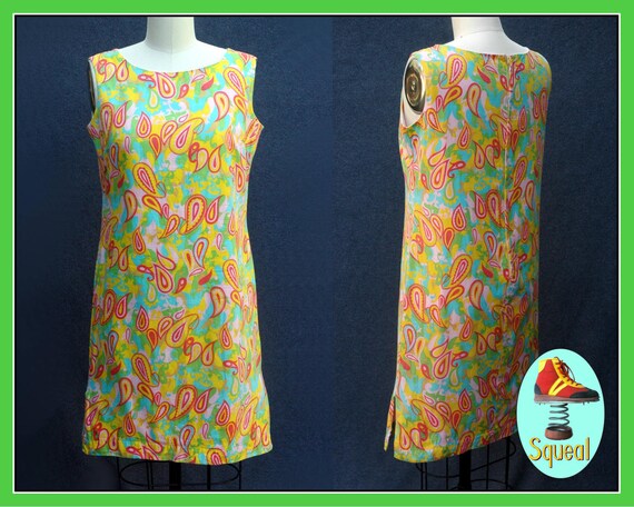 Vintage 1960s Psychadelic Cotton Shift Dress