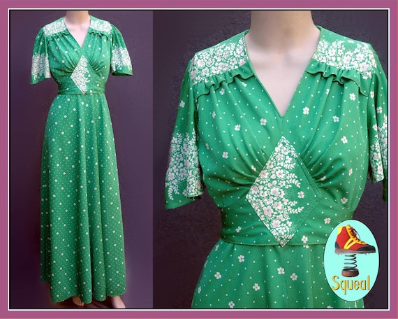 Vintage 1970s does 1930s Deco Maxi Dress
